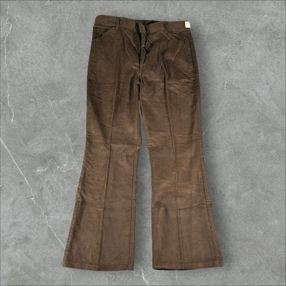 Vintage Billy The Kid Pants Mens 36x30 Brown Corduroy NWT 70s Flare Bell Bottom - Picture 1 of 10